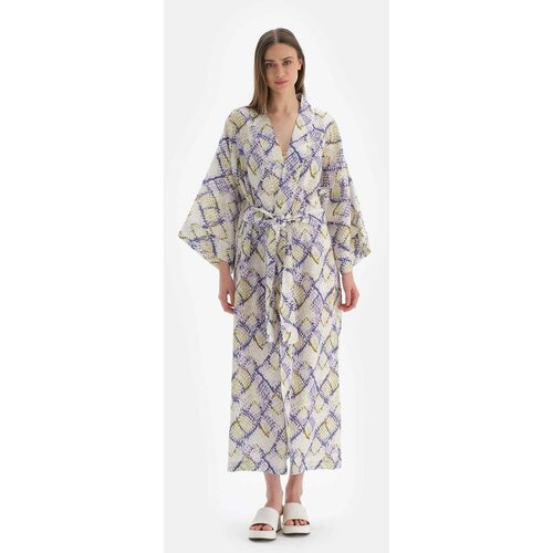 Dagi Green - Blue Linen Long Kimono Slike