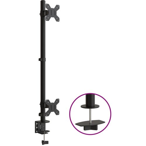 vidaXL Dvojni nosilec za monitor črno jeklo VESA 75/100 mm, (21007383) Cene