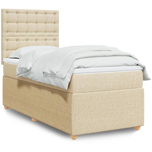 vidaXL Box spring postelja z vzmetnico krem 90x190 cm blago Cene