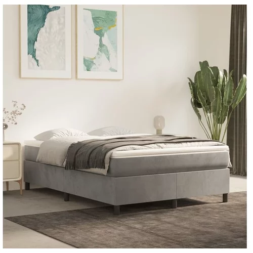  Box spring posteljni okvir svetlo siv 140x190 cm žamet