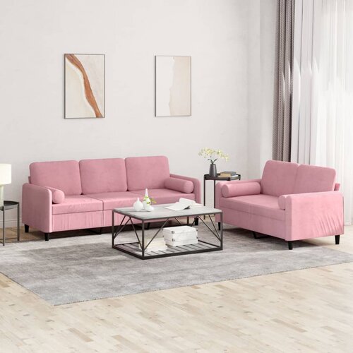  2-dijelni set sofa s jastucima ružičasti bar&scaron;unasti Cijene