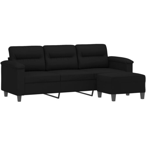  Trosjed s tabureom crni 180 cm od mikrovlakana Slike