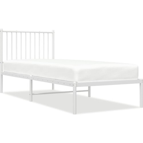 VidaXL Kovinski posteljni okvir z vzglavjem bel 80x200 cm, (20788356) Slike