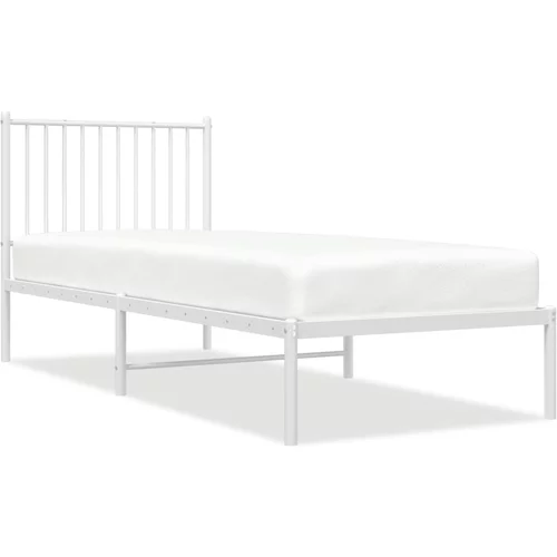 vidaXL Kovinski posteljni okvir z vzglavjem bel 80x200 cm, (20788356)