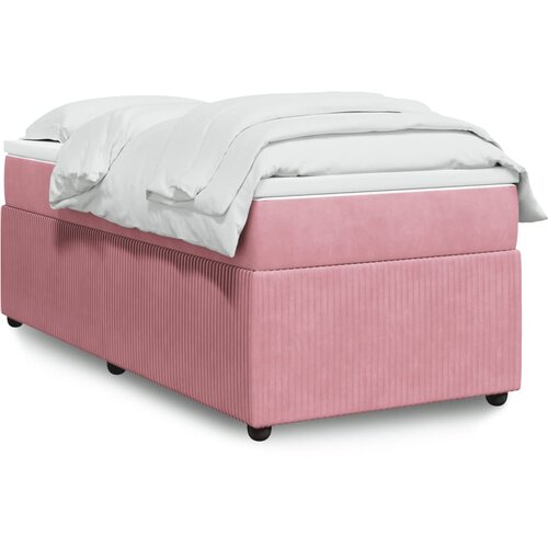 vidaXL Box spring postelja z vzmetnico roza 90x190 cm žamet Cene