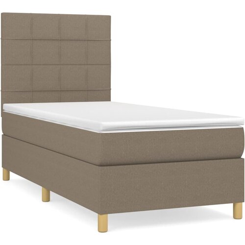  Krevet s oprugama i madracem smeđesivi 100 x 200 cm od tkanine Slike