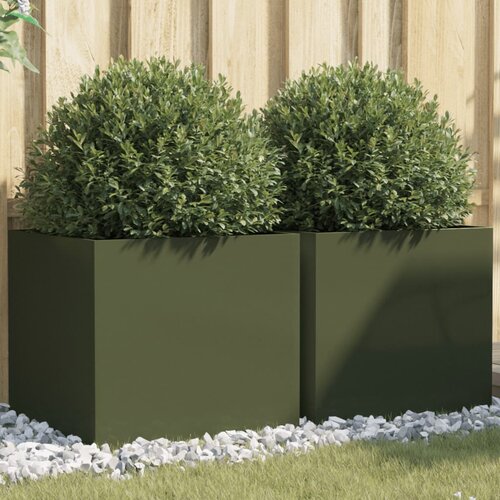 VidaXL Sadilice 2 kom maslinaste boje 49x47x46 cm hladno valjani čelik Slike
