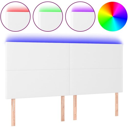 Maison Chic LED Posteljno vzglavje - Vzglavna omarica - Nočna omarica belo 180x5x118/128 cm umetno usnje, (21708442) Slike