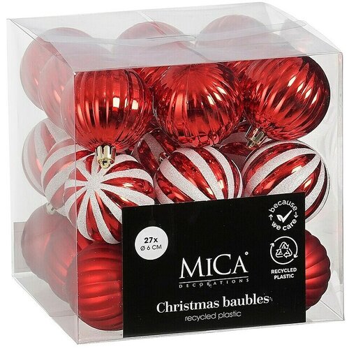Mica Decorations Božićne kuglice (Crvena, Plastika, Promjer: 6 cm, 27 Kom.) Cijene
