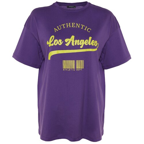 Trendyol Curve Plus Size T-Shirt - Purple - Oversize Slike