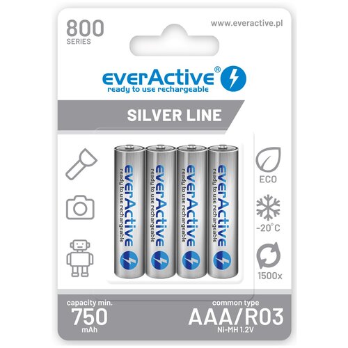 EverActive Rechargeable batteries Ni-MH R03 AAA 800 mAh Silver Line Cijene