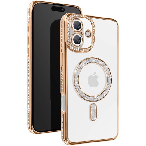 AVIZAR Diamantno ohišje za telefon iiPhone 16 Zaščita MagSafe Contour Strass, Zlata, (5000014005) Cene