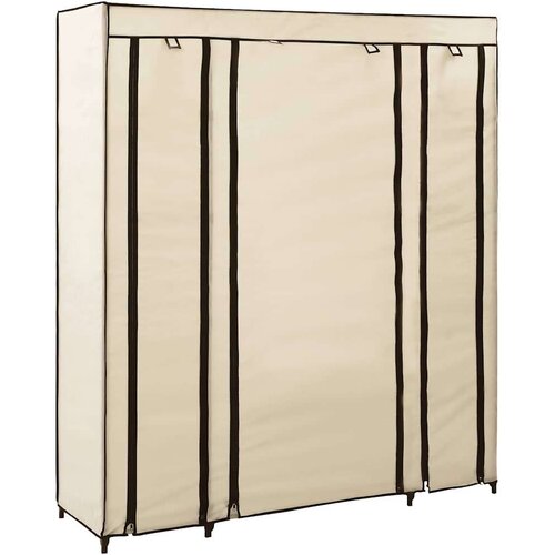 vidaXL garderobna omara s predelki in palicami krem 150x45x176cm blago Cene