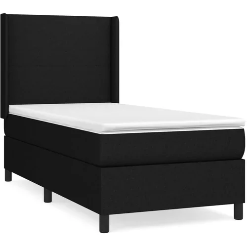 vidaXL Box spring postelja z vzmetnico črn 90x190 cm blago, (20791827)