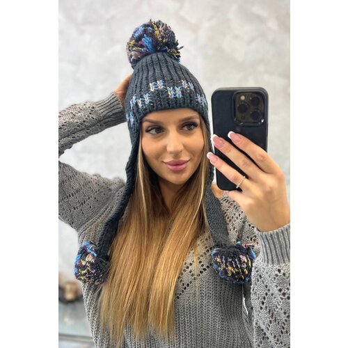 Kesi Women&amp;#039;s cap with long ears Nadia K321 graphite Slike