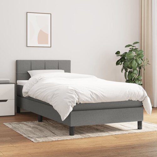 Krevet s oprugama i madracem tamnosivi 100 x 200 cm od tkanine Slike