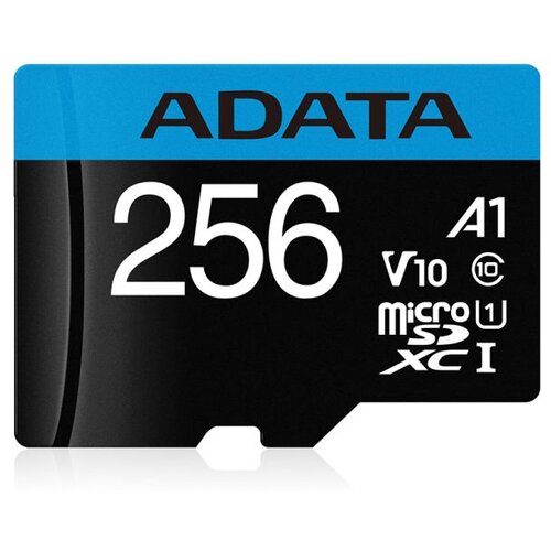  MICRO SD ADATA 256GB CLASS 10 AUSDX256GUICL10A1-RA1 R:100 MB/s, W:25 MB/s Slike