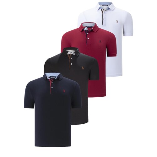 Dewberry QUAD SET T8582 MENS T-SHIRT-BLACK-WHITE-NAVY BLUE-BURGUNDY Cijene