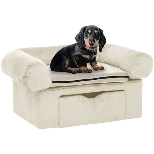 VidaXL Sofa za pse s ladicom krem 75 x 50 x 38 cm pli&amp;scaron;ana Slike