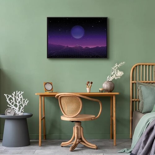  Slika - Futuristic landscape 2 (1 Part) Wide 60x40 U crnom drvenom okviru Slike