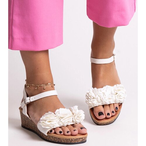 Big Star White wedge sandals with flowers Meaza Slike
