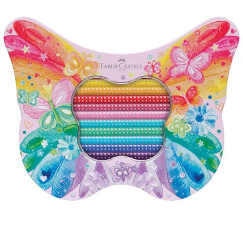  BOJE DRVENE 20BOJA METALNA KUTIJA SPARKLE BUTTERFLY FABER CASTELL 201971 Cene