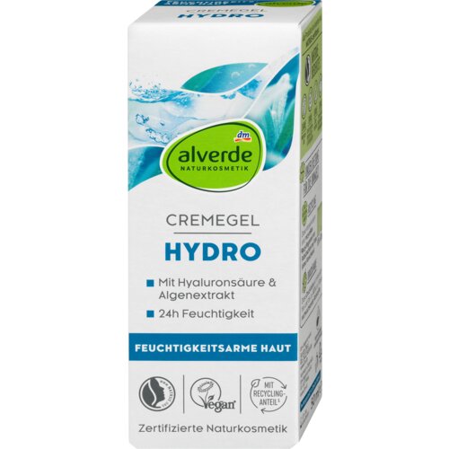 alverde NATURKOSMETIK Hydro 24h gel krema za lice - hijaluronska kiselina i morske alge 50 ml Slike