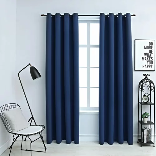 vidaXL Zatemnitvene zavese s kovinskimi obroči 2 kosa modre 140x245 cm
