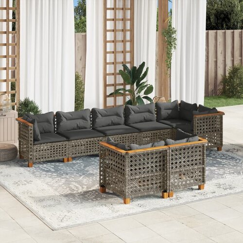 vidaXL 8-dijelni set vrtnih sofa od poliratana s jastucima sivi Cijene