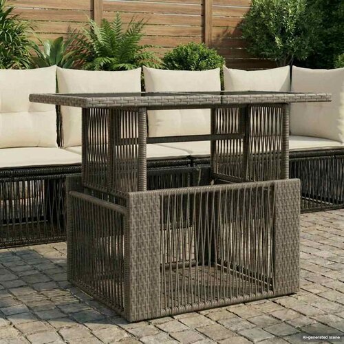  Stol za vrt Siva 100 x 55 x 37 cm PE Rattan i Staklo Slike