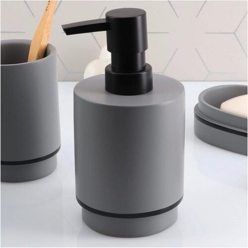 Homeware DOZATOR ZA SAPUN RAVENA 290 ML, POLIRESIN, SIVO-CRNI Slike