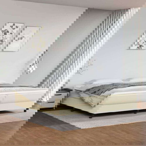  Box spring postelja z vzmetnico krem 200x200 cm umetno usnje, (20723622) Slike