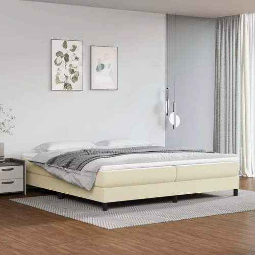 Box spring postelja z vzmetnico krem 200x200 cm umetno usnje, (20723622)