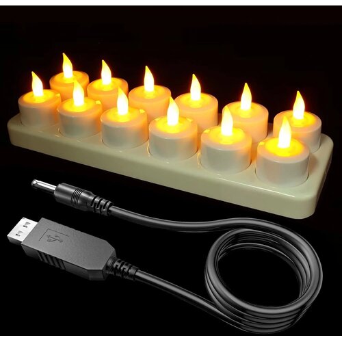 SOULBAY 12x polnilne LED čajne svečke s polnilno postajo Slike