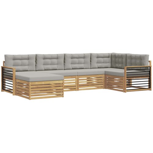 vidaXL Zunanja garnitura za sedenje 6 pcs Bela in svetlo siva, (5000281718) Cene