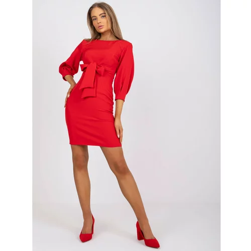 Fashion Hunters Red short cocktail dress with 3/4 sleeves