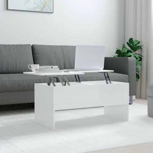  Stolić za kavu sjajni bijeli 102x50 5x46 5 cm konstruirano drvo