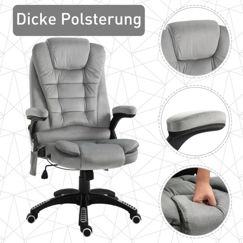  Uredska stolica s masažom i grijanjem ergonomska bar&amp;scaron;unasta siva Slike