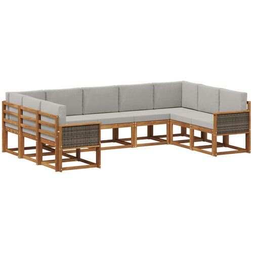 vidaXL Zunanja garnitura za sedenje 9 pcs Naravna in svetlo siva, (5000282449) Cene
