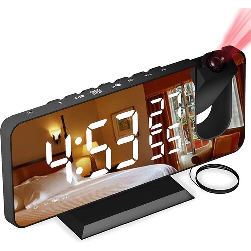 Venisymlis Projekcijska Budilka, Budilke Ob Postelji Z Fm Radiem, Digitalna Ura, Dremež, 7-Palčni Led Zrcalni Zaslon, Ure Za Spalnice, Dom, Pisarno, (22060537) Cene
