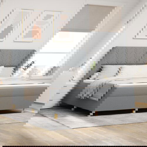  Box Spring Postelja z Blazino Svetlo Siva 180x200 cm Tkanina, (22051411) Cene