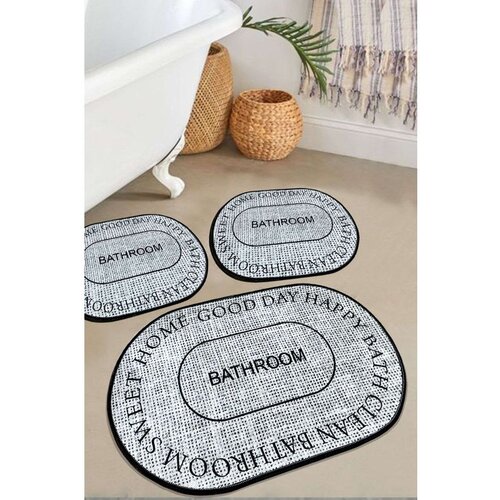  Baindos - Grey Grey Bathmat Set (3 Pieces) Cene