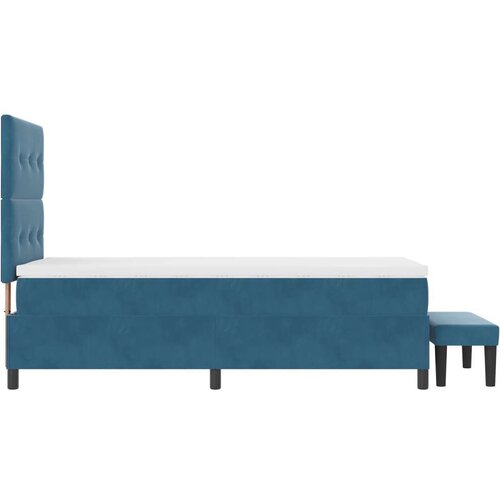 Box Spring krevet s madracem i klupicom tamnoplave boje 100x200 cm od bar&amp;scaron;una Slike