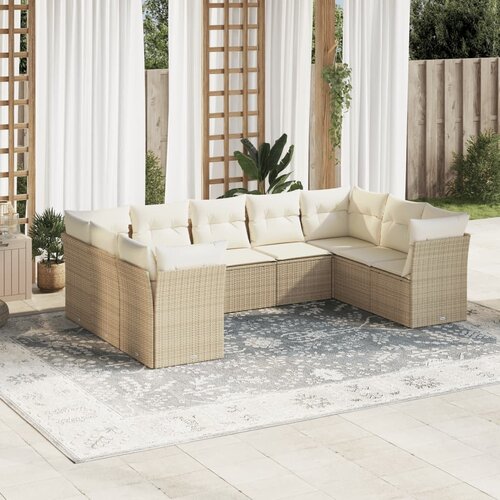 vidaXL 9-dijelni set vrtnih sofa s jastucima bež od poliratana Cijene