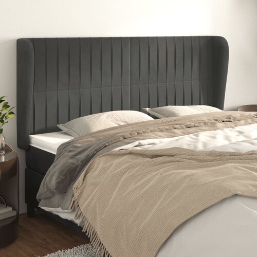 VidaXL Uzglavlje s u&amp;scaron;ima tamnosivi 183x23x118/128 cm bar&amp;scaron;unasti Slike