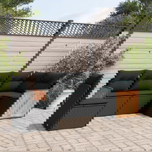  The Living Store Vrtna sedežna garnitura 5-delna z blazinami črn poli ratan - Vrtna Sedežna Garniture, (21453301) Cene