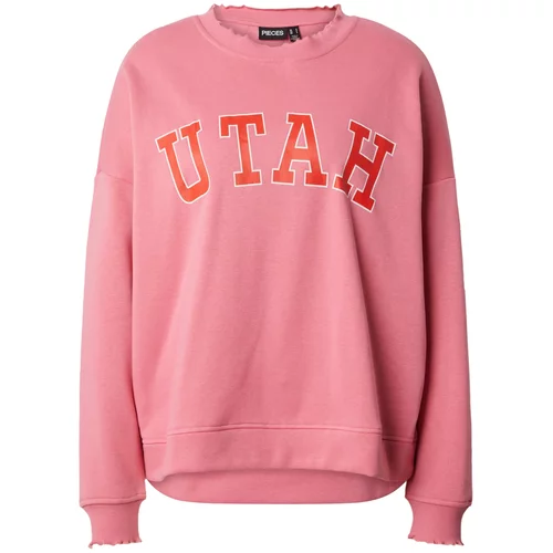 Pieces Sweater majica 'MALIAH' prljavo roza / crvena / bijela