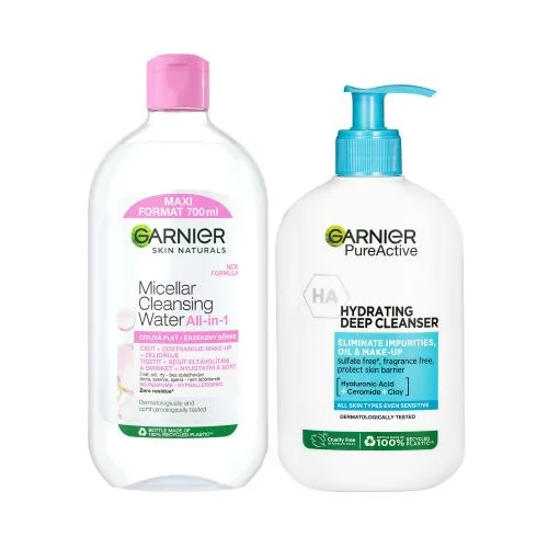 Garnier Skin Naturals Micellar Cleansing Water Set micelarna voda 700 ml + gel za čišćenje lica 250 ml za ženske