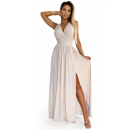 NUMOCO Women's long dress with a neckline and a tie at the back