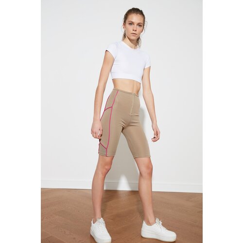 Trendyol Biker Sports Tights WITH Zipper with Mink Biye Detail Cene